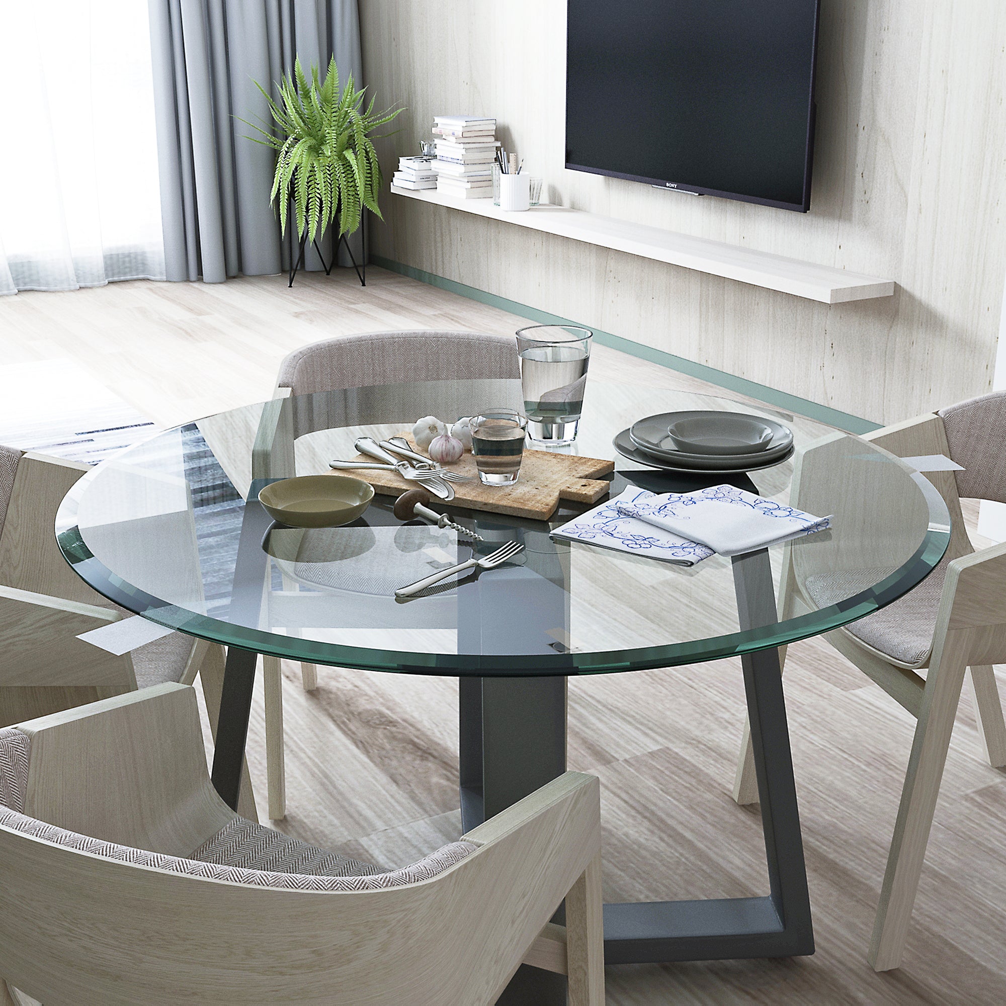 36" Inch Round Tempered Glass Table Top Clear Glass 2 5" Inch Thick Beveled Polished Edge Transparent Glass