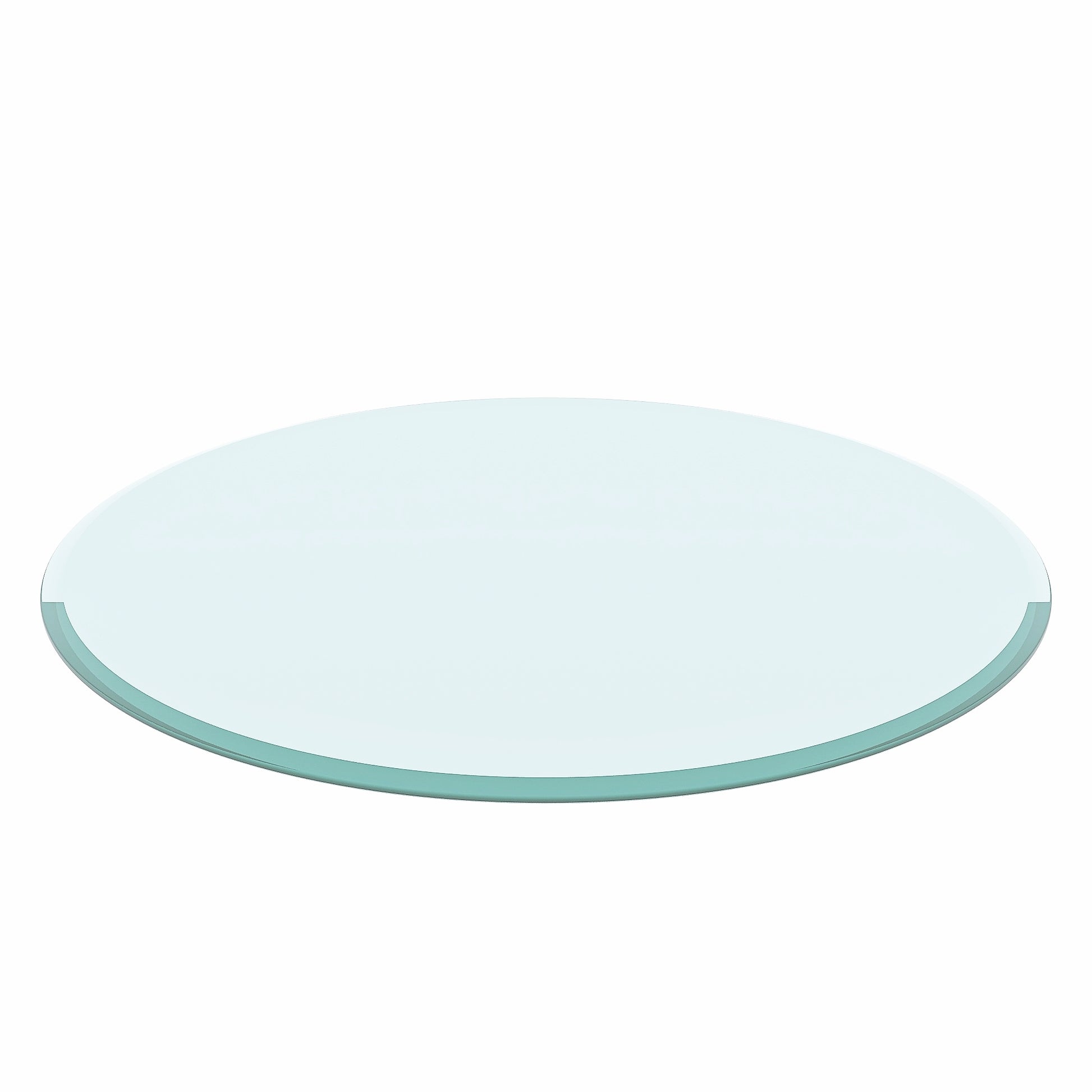 32" Inch Round Tempered Glass Table Top Clear Glass 1 2" Inch Thick Beveled Polished Edge Transparent Glass