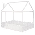 Slats Are Not Included Full Size Wood Bed House Bed Frame With Fence,For Kids,Teens,Girls,Boys White Old Sku:Wf281294Aak White Solid Wood