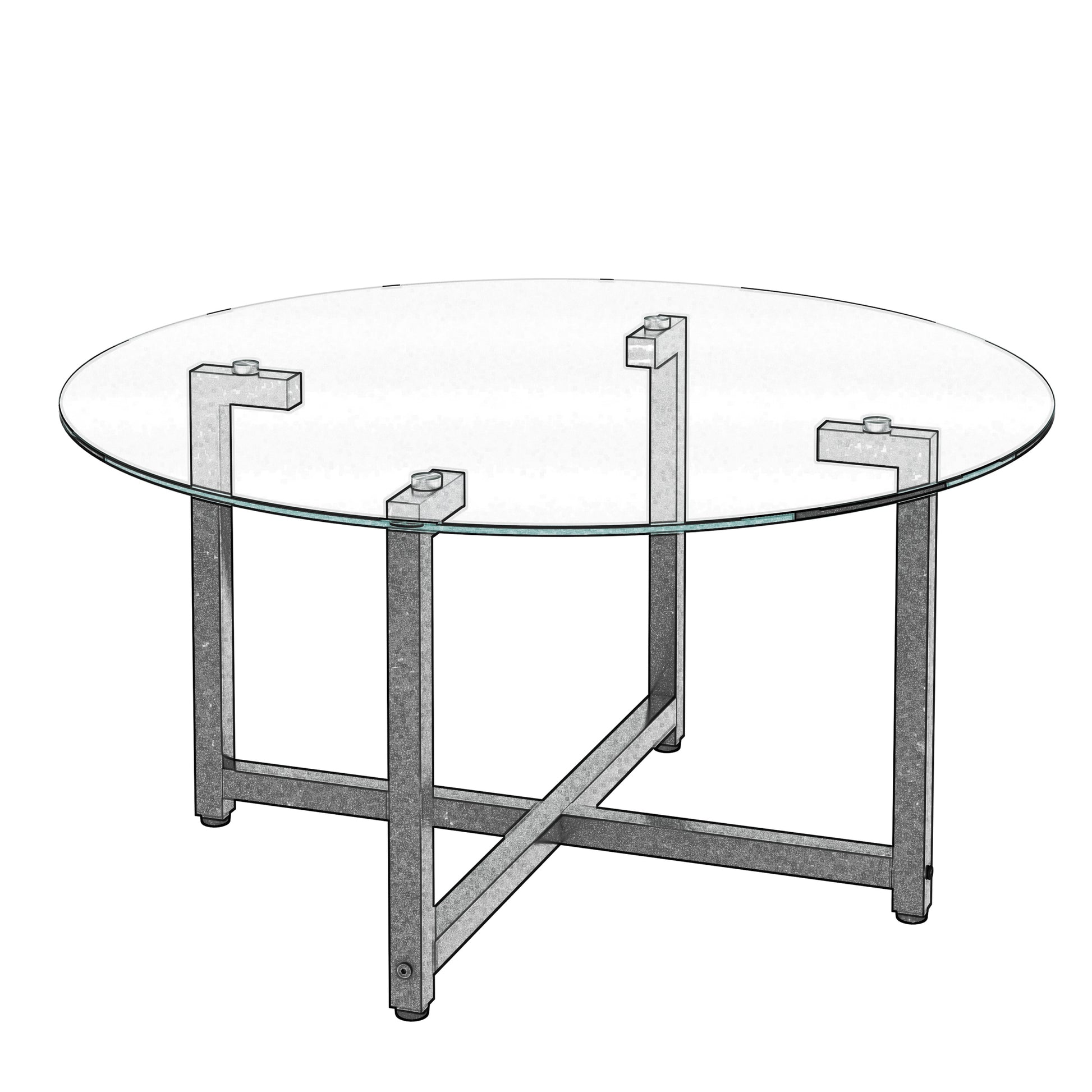 Round Transparent Glass Black Leg Coffee Table, Clear Coffee Table Modern Side Center Tables For Living Room Living Room Furniture Transparent Glass