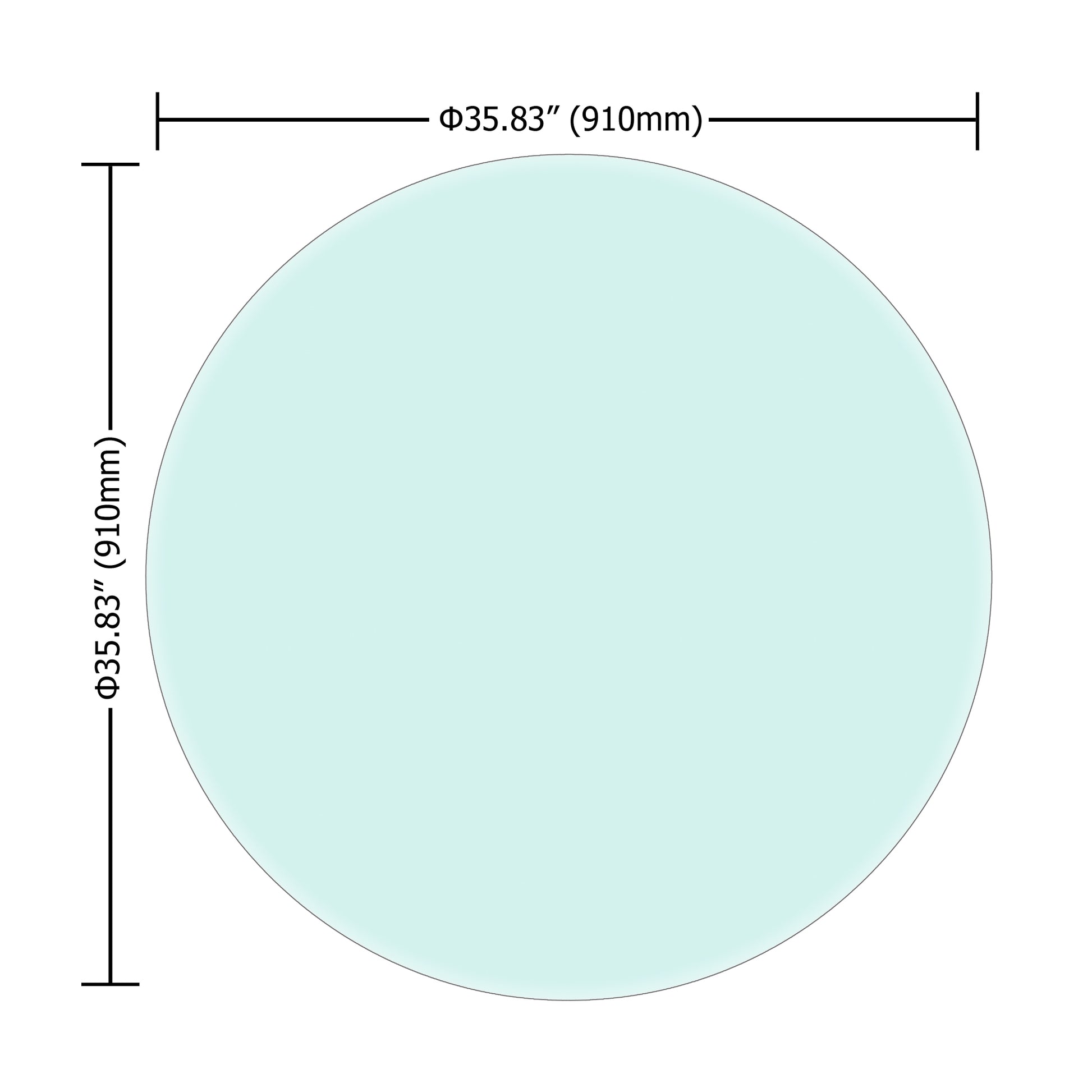 36" Inch Round Tempered Glass Table Top Clear Glass 2 5" Inch Thick Beveled Polished Edge Transparent Glass