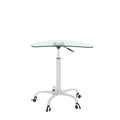 Adjustable Height Transparent Tempered Glass Table Desk Table With Lockable Wheels Adjustable Range 24.2 