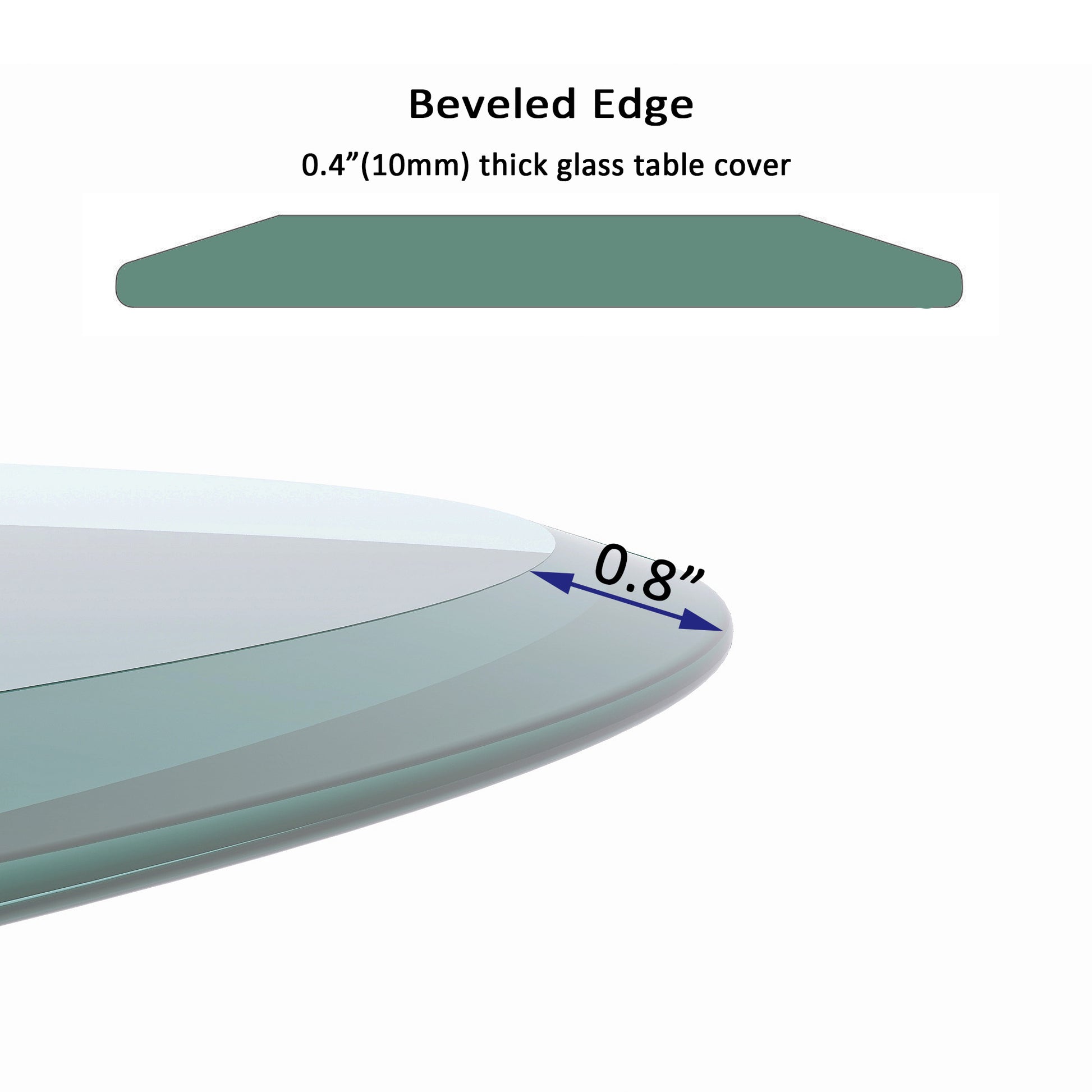 32" Inch Round Tempered Glass Table Top Clear Glass 2 5 Inch Thick Beveled Polished Edge Transparent Glass