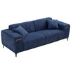 90'' Mid Century 3 Seater Sofa With 2 Stretchable Walnut Pad Modern Fabric Upholstered Sofa For Livingroom Lobby Office Blue Blue Fabric