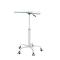 Adjustable Height Transparent Tempered Glass Table Desk Table With Lockable Wheels Adjustable Range 24.2 