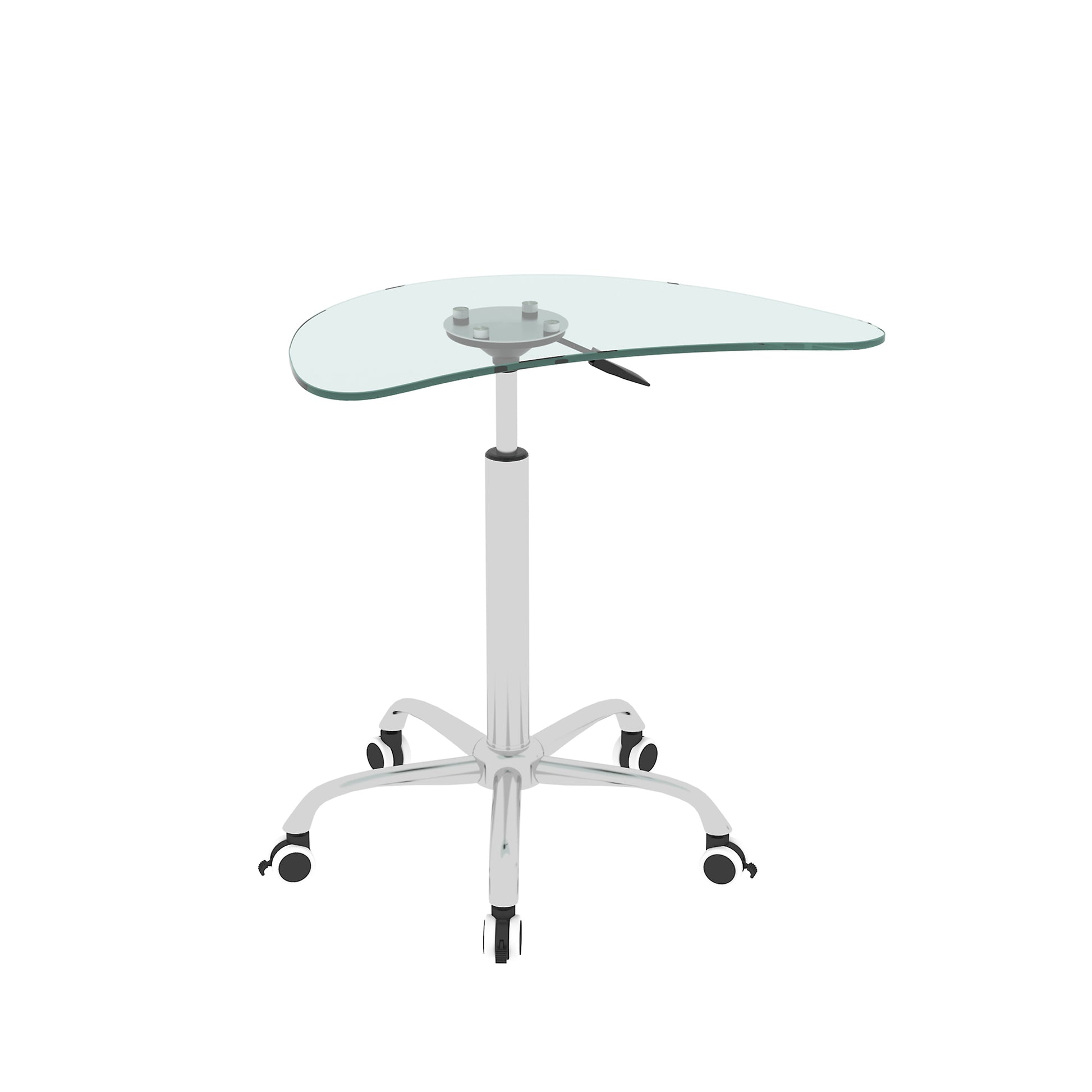 Adjustable Height Transparent Tempered Glass Table Desk Table With Lockable Wheels Adjustable Range 24.2 " 32.7 " Transparent Glass