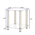 2 Piece White Oak Side Table2 Tier Space End Table ,Modern Night Stand, Sofa Table, Side Table With Storage Shelve White Glass