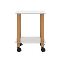 2 Piece White Oak Side Table2 Tier Space End Table ,Modern Night Stand, Sofa Table, Side Table With Storage Shelve White Glass