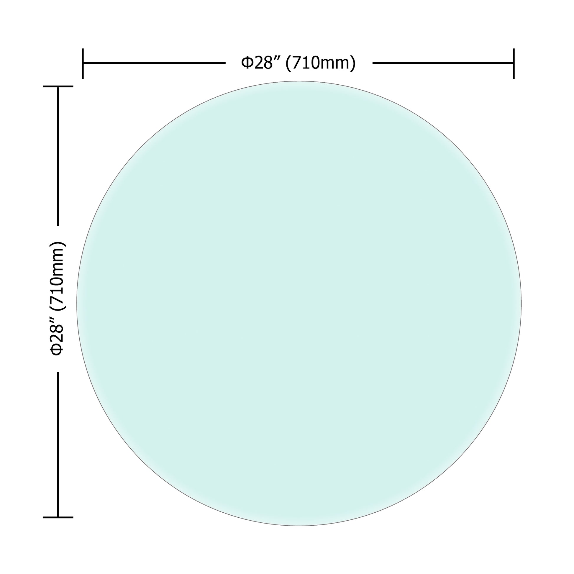 28" Inch Round Tempered Glass Table Top Clear Glass 1 2" Inch Thick Beveled Polished Edge Transparent Glass