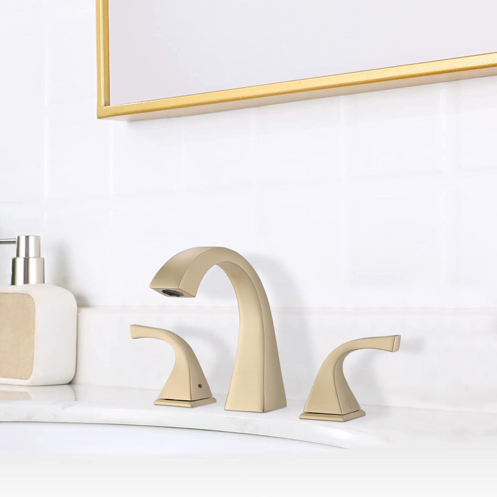 2 Handle Bathroom Sink Faucet With Drain, Brushed Gold Brushed Gold Brass