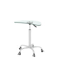 Adjustable Height Transparent Tempered Glass Table Desk Table With Lockable Wheels Adjustable Range 24.2 