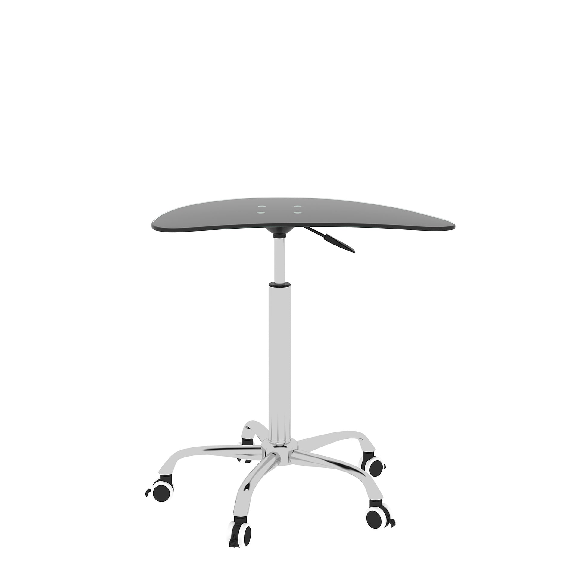Adjustable Height Black Tempered Glass Table Desk Table With Lockable Wheels Adjustable Range 24.2 " 32.7 " Transparent Glass