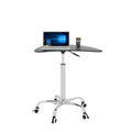 Adjustable Height Black Tempered Glass Table Desk Table With Lockable Wheels Adjustable Range 24.2 
