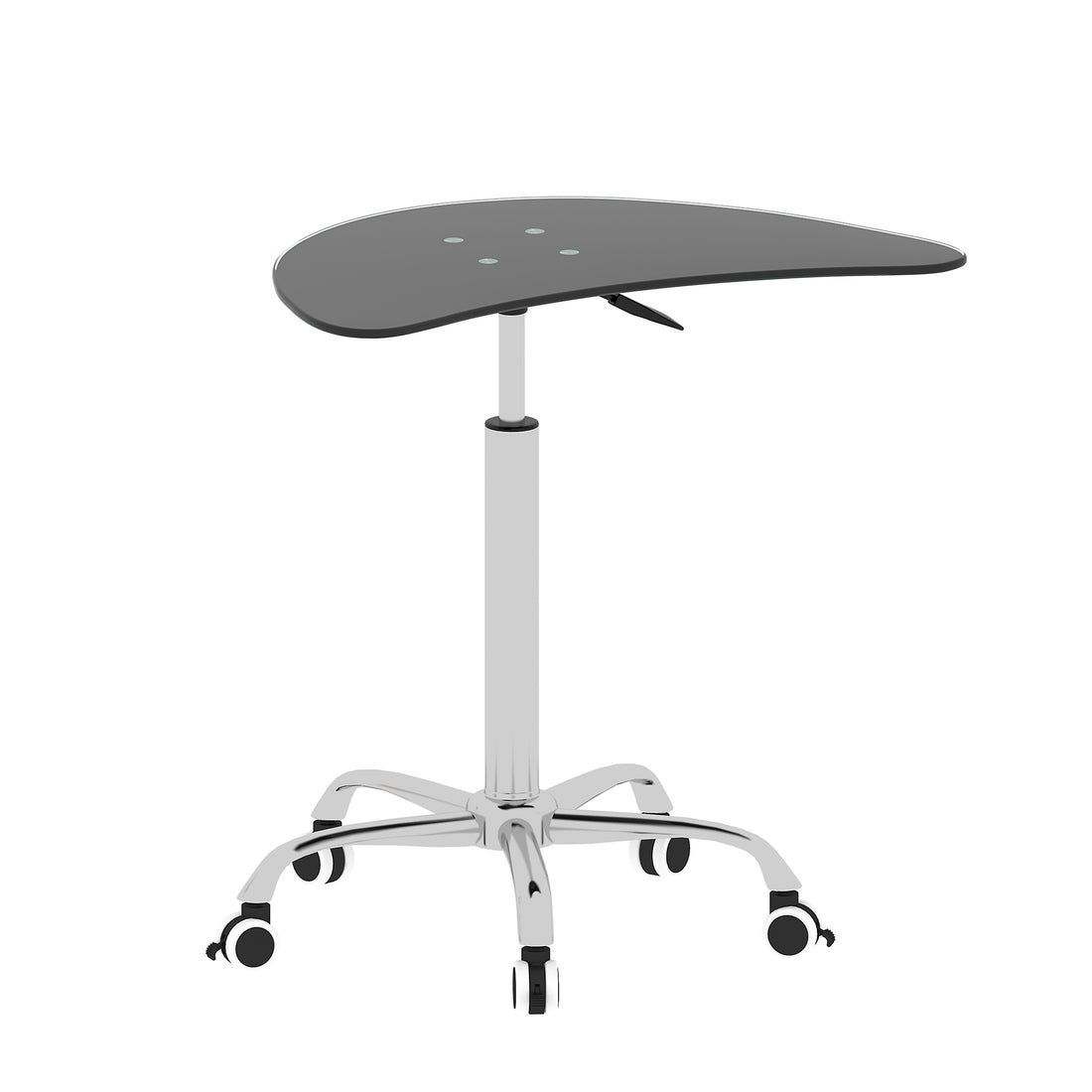 Adjustable Height Black Tempered Glass Table Desk Table With Lockable Wheels Adjustable Range 24.2 " 32.7 " Transparent Glass