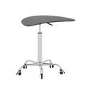 Adjustable Height Black Tempered Glass Table Desk Table With Lockable Wheels Adjustable Range 24.2 