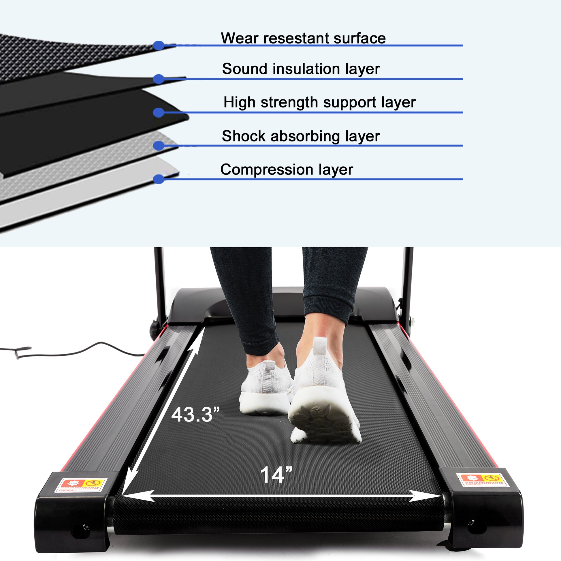 Folding Treadmill With Incline 2.5Hp 12Km H Electric Treadmill For Home Foldable, Bluetooth Music Cup Holder Heart Rate Sensor Walking Running Machine For Indoor Home Gym Exercise Fitness Black Stainless Steel