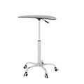 Adjustable Height Black Tempered Glass Table Desk Table With Lockable Wheels Adjustable Range 24.2 