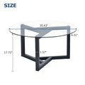 Round Glass Coffee Table Modern Cocktail Table Easy Assembly With Tempered Glass Top & Sturdy Wood Base Black Black Glass