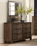 Modern Rustic Design 1pc Wooden Dresser of 6x Drawers brown mix-5 drawers & above-modern-rustic-wood