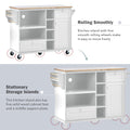 Kitchen Island Cart with Storage Cabinet and Two white-mdf