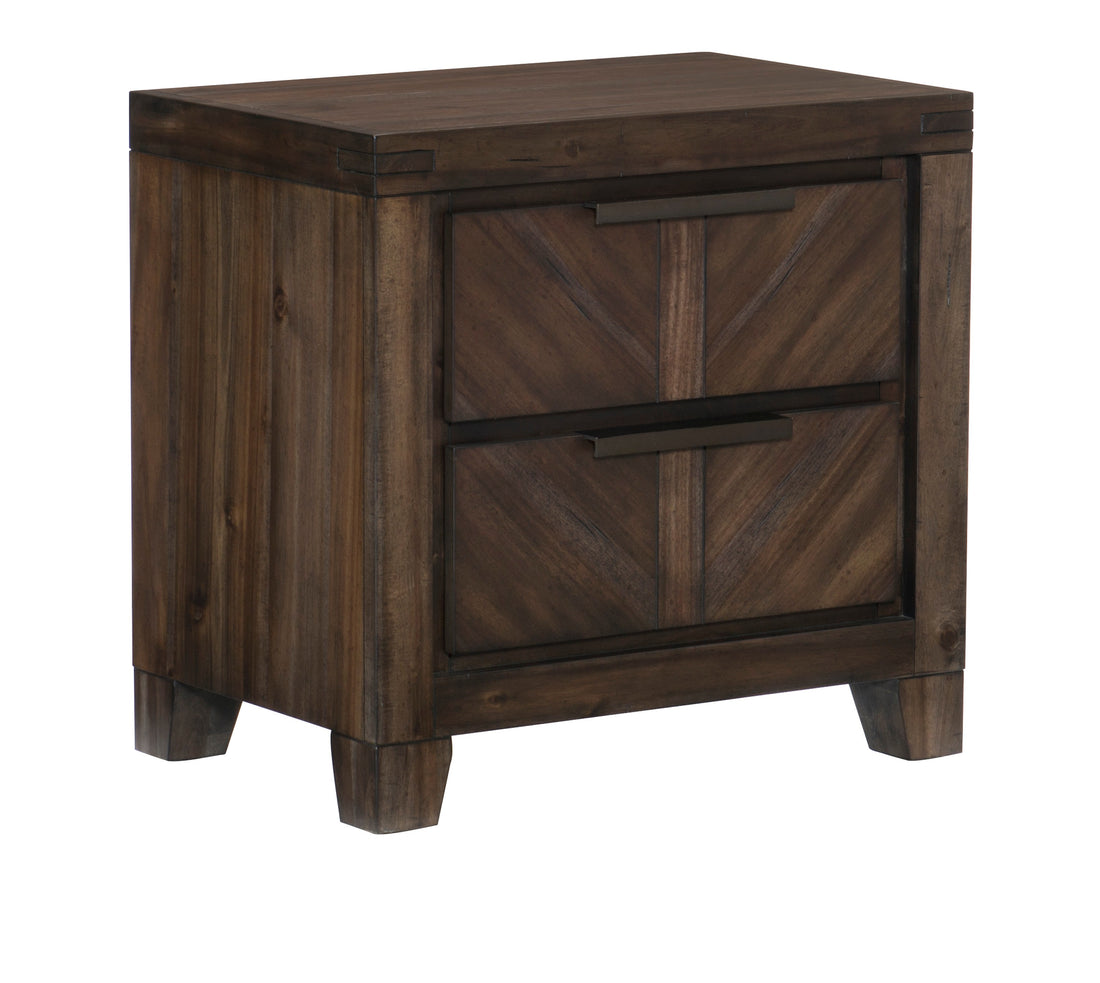 Modern Rustic Design 1Pc Wooden Nightstand Of Drawers Distressed Espresso Finish Plank Style Detailing Bedroom Furniture Brown Mix 2 Drawers Bedroom Modern,Rustic Wood