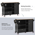 Kitchen Island Cart with Storage Cabinet and Two black-mdf