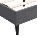 King Size Platform Bed Frame With Fabric Upholstered Headboard And Wooden Slats, No Box Spring Needed Easy Assembly, Dark Grey Grey Metal & Wood