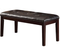 Espresso Finish 1Pc Dining Bench Faux Leather Upholstered Button Tufted Top Seat Transitional Dining Room Furniture Espresso Dining Room Transitional Wood