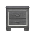 Glamourous Style 1Pc Nightstand Of 2X Drawers Led Lighting Faux Crystals Bar Pulls Gray Finish Modern Bedroom Furniture Gray 2 Drawers Bedroom Glam,Modern Wood