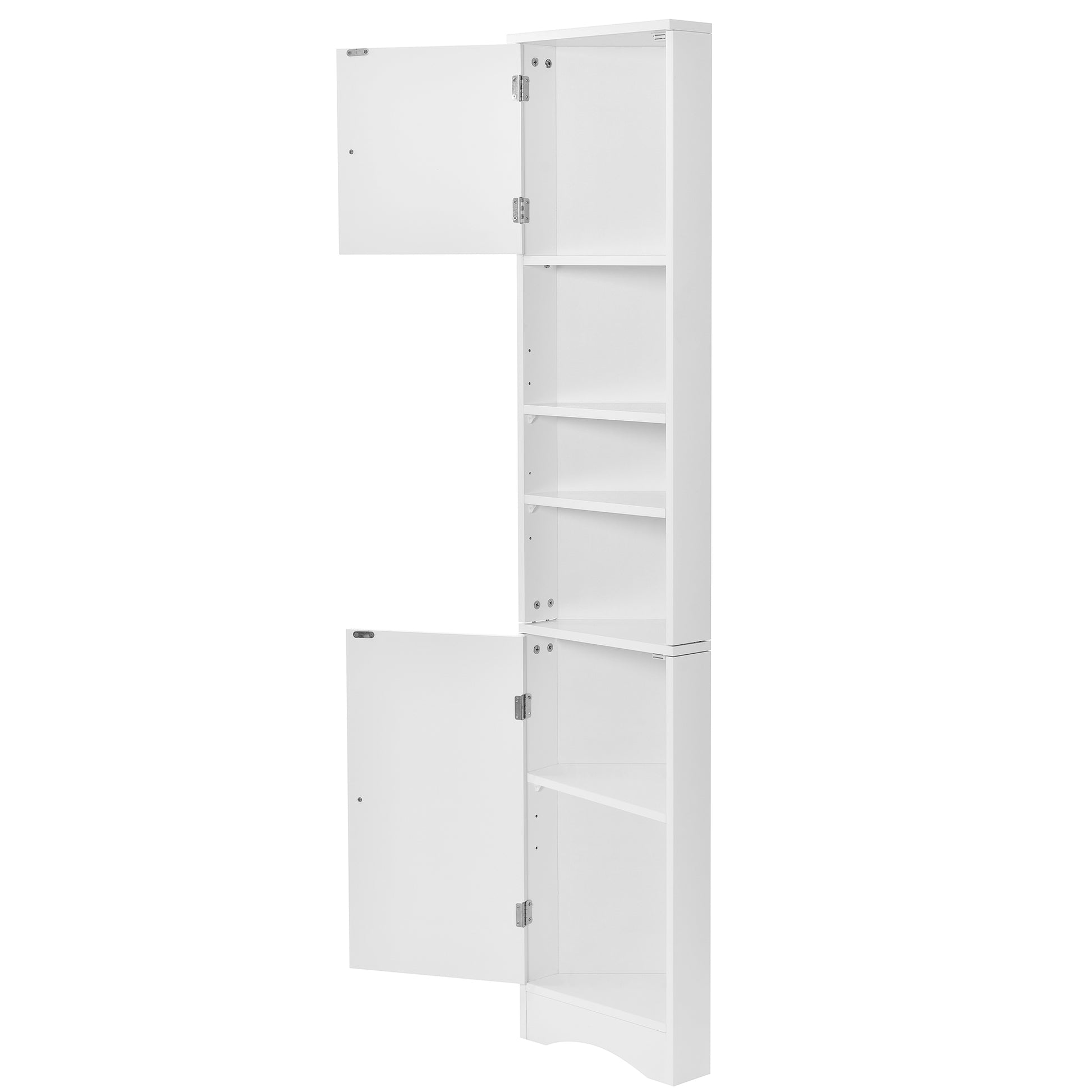 Multi Functional Corner Cabinet Tall Bathroom Storage Cabinet With Two Doors And Adjustable Shelves, Open Shelf, White Old Sku:Wf294602Aak White Mdf