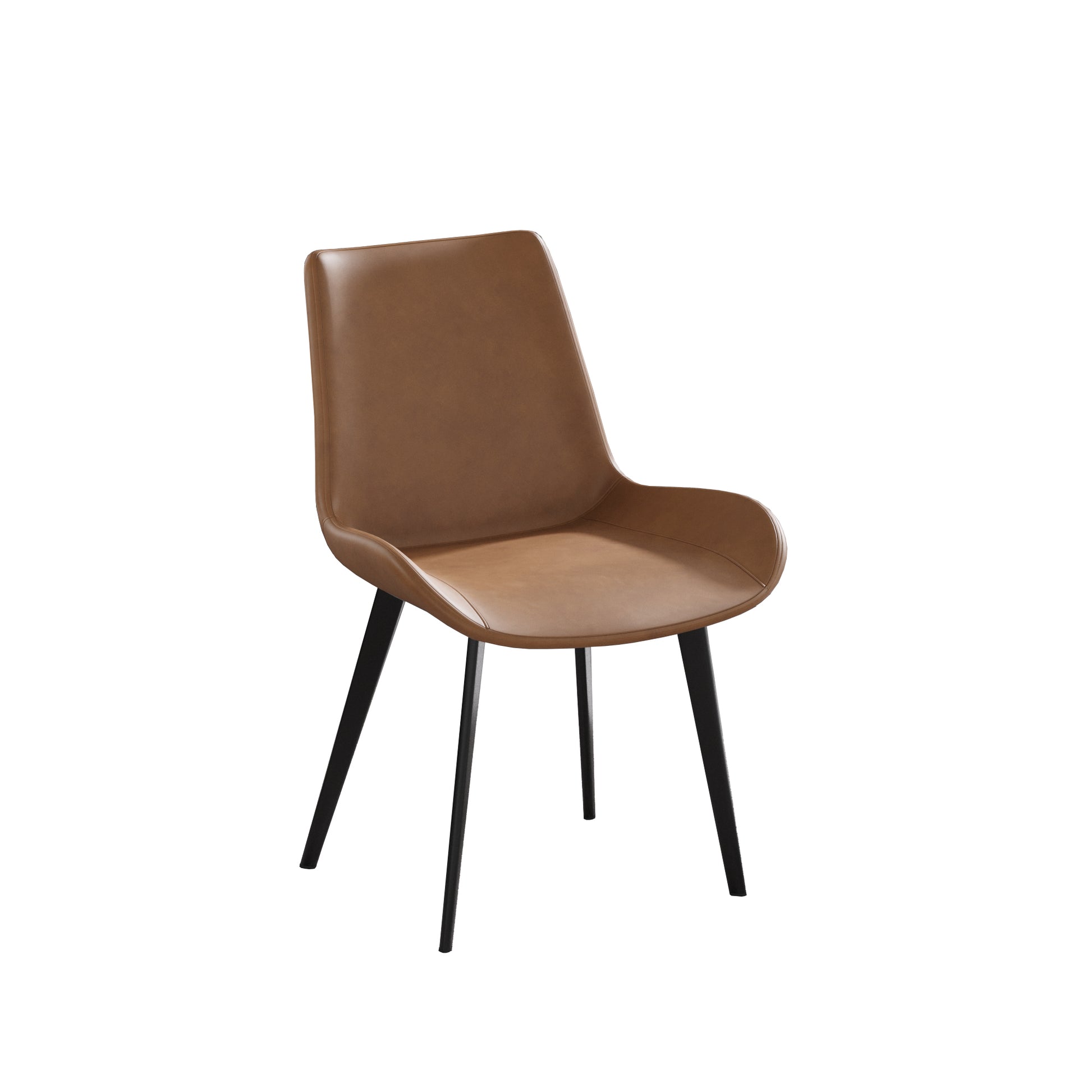 Modern Dining Chair Living Room Black Metal Leg Dining Chair Brown 4Pcs Ctn Brown Cotton Pu