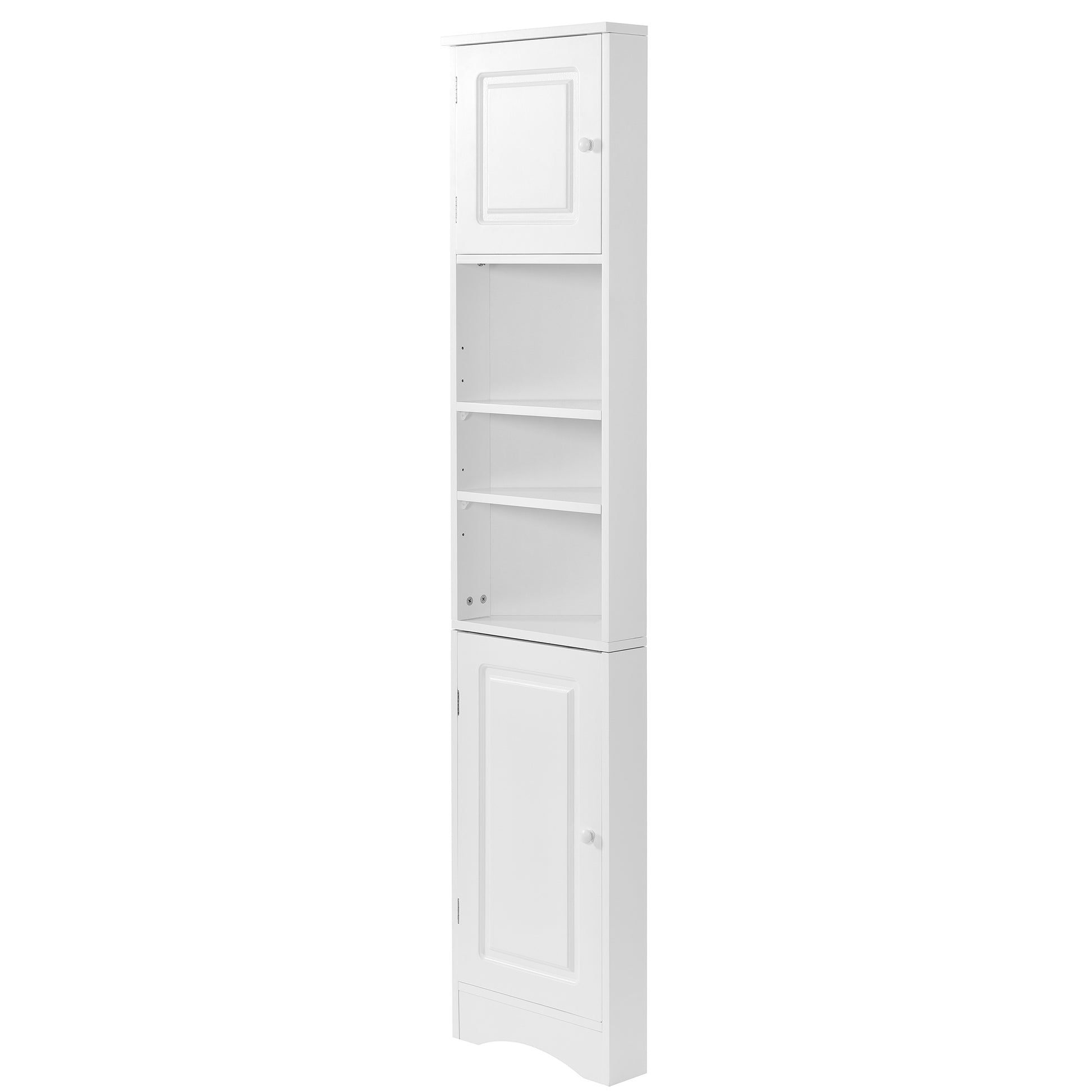 Multi Functional Corner Cabinet Tall Bathroom Storage Cabinet With Two Doors And Adjustable Shelves, Open Shelf, White Old Sku:Wf294602Aak White Mdf