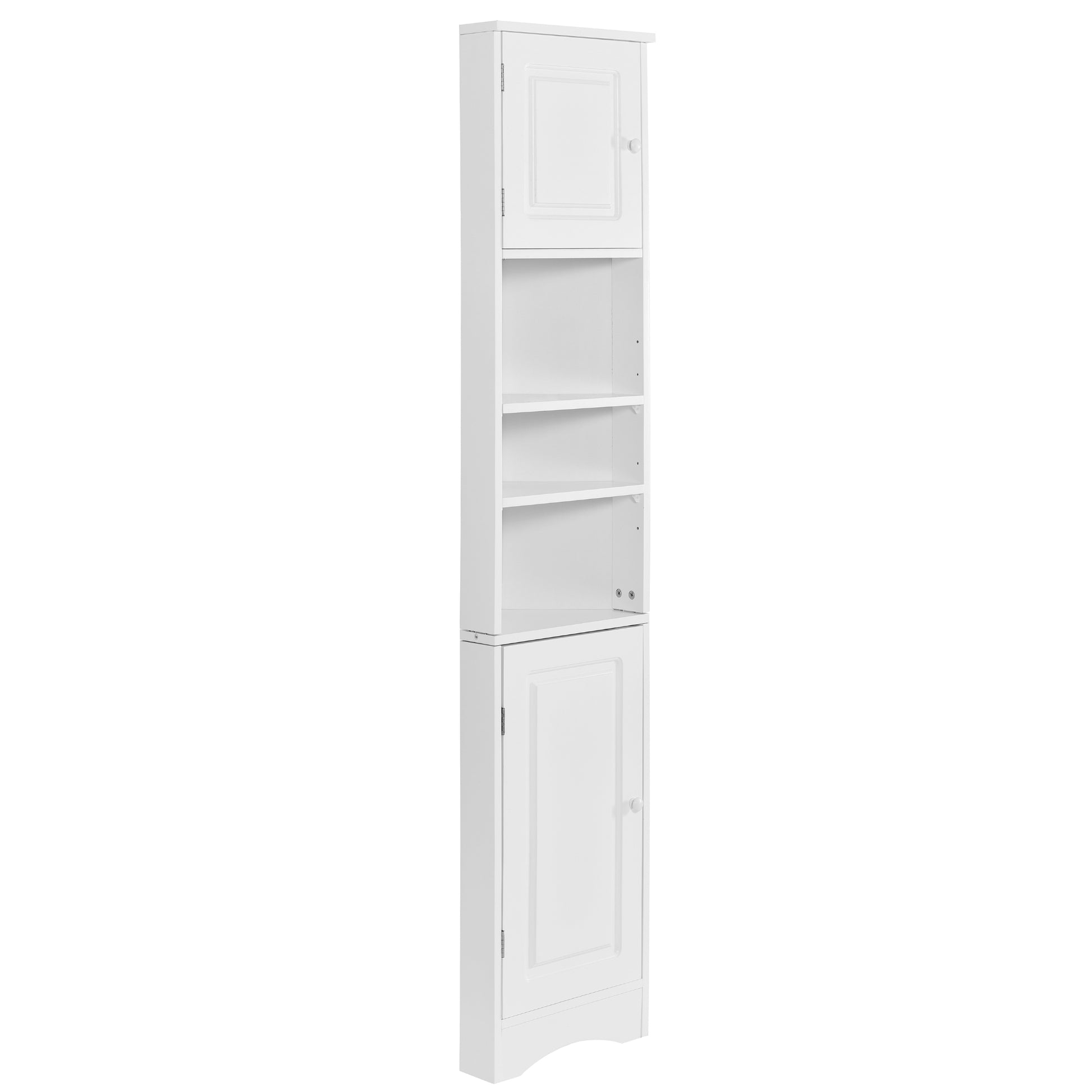 Multi Functional Corner Cabinet Tall Bathroom Storage Cabinet With Two Doors And Adjustable Shelves, Open Shelf, White Old Sku:Wf294602Aak White Mdf