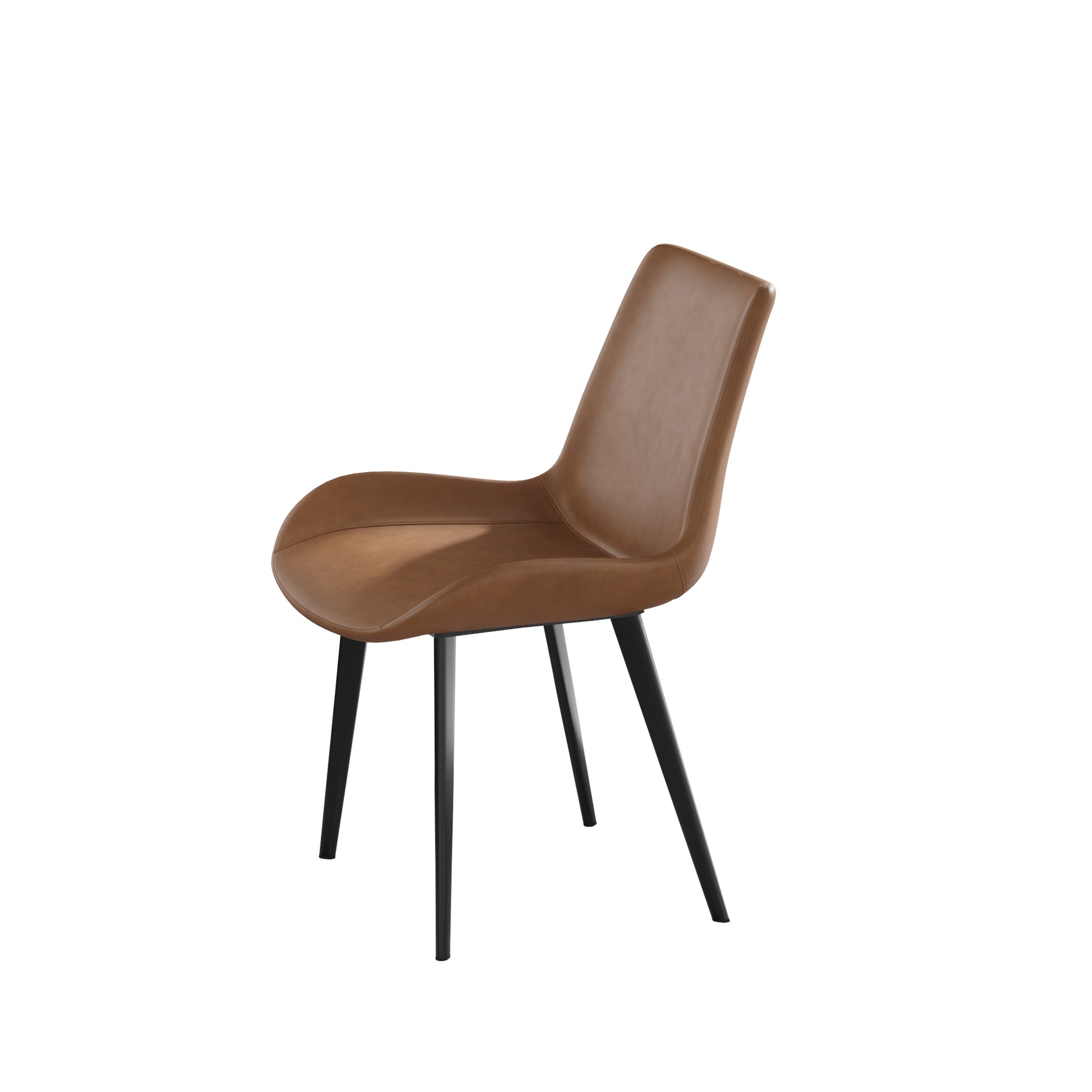 Modern Dining Chair Living Room Black Metal Leg Dining Chair Brown 2Pcs Ctn Brown Cotton Pu