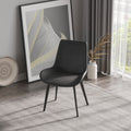 Modern Dining Chair Living Room Black Metal Leg Dining Chair Grey 4Pcs Ctn Black Gray Cotton Pu