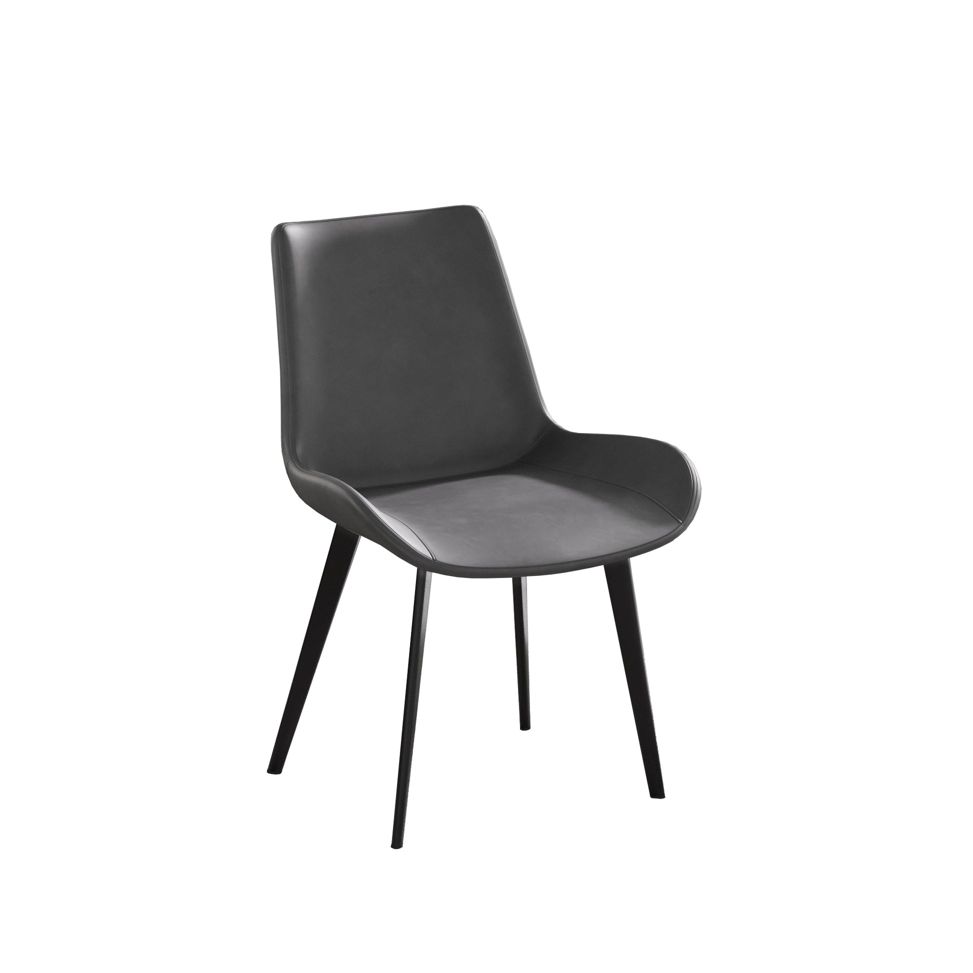 Modern Dining Chair Living Room Black Metal Leg Dining Chair Grey 2Pcs Ctn Black Gray Cotton Pu