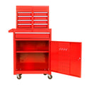 Detachable 5 Drawer Tool Chest With Bottom Cabinet And One Adjustable Shelf Red Red Metal