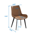 Modern Dining Chair Living Room Black Metal Leg Dining Chair Brown 2Pcs Ctn Brown Cotton Pu