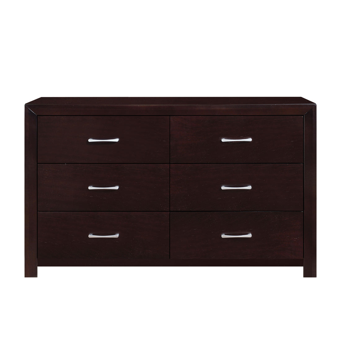 Espresso Finish 1Pc Dresser Of 6X Drawers Silver Tone Bar Pulls Contemporary Design Bedroom Furniture Espresso 5 Drawers & Above Bedroom Contemporary Wood