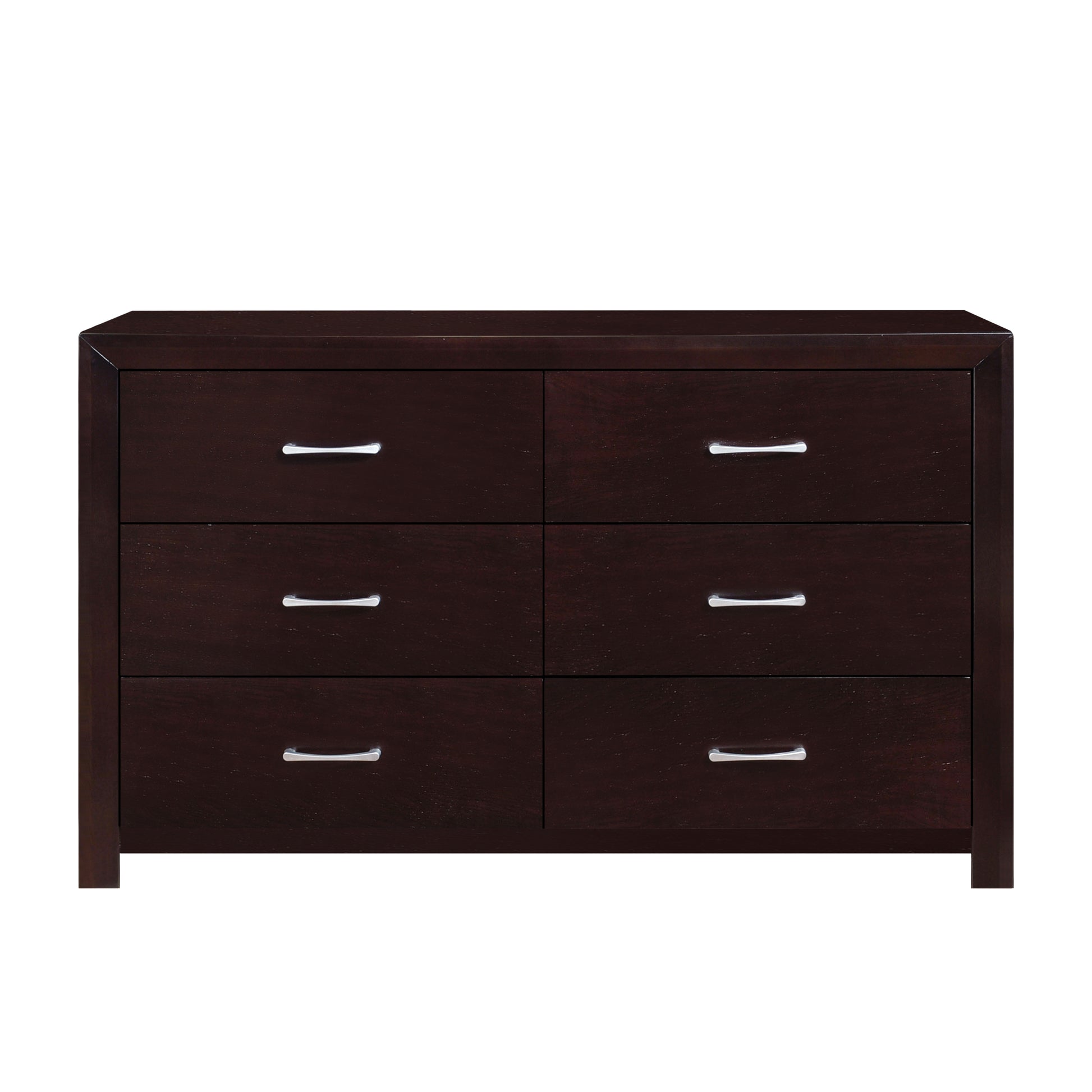 Espresso Finish 1Pc Dresser Of 6X Drawers Silver Tone Bar Pulls Contemporary Design Bedroom Furniture Espresso 5 Drawers & Above Bedroom Contemporary Wood