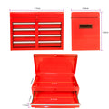 Detachable 5 Drawer Tool Chest With Bottom Cabinet And One Adjustable Shelf Red Red Metal