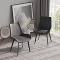 Modern Dining Chair Living Room Black Metal Leg Dining Chair Grey 2Pcs Ctn Black Gray Cotton Pu