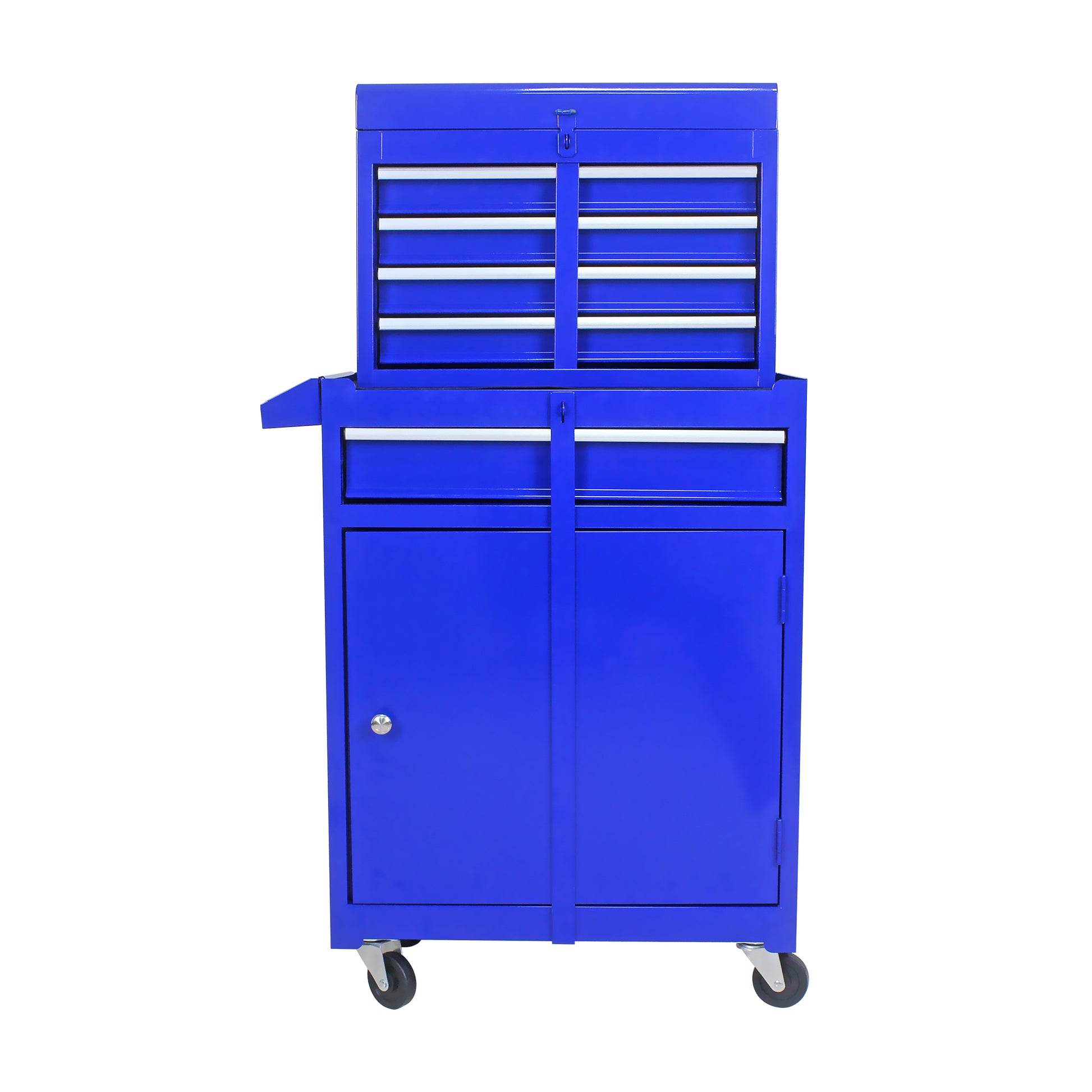 Detachable 5 Drawer Tool Chest with Bottom Cabinet and blue-metal
