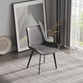 Modern Dining Chair Living Room Black Metal Leg Dining Chair Grey 2Pcs Ctn Black Gray Cotton Pu