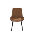 Modern Dining Chair Living Room Black Metal Leg Dining Chair Brown 2Pcs Ctn Brown Cotton Pu