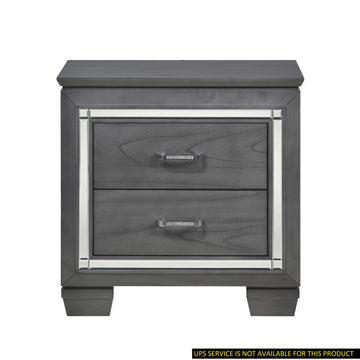 Glamourous Style 1Pc Nightstand Of 2X Drawers Led Lighting Faux Crystals Bar Pulls Gray Finish Modern Bedroom Furniture Gray 2 Drawers Bedroom Glam,Modern Wood