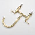 Double Handle Bridge Kitchen Faucet With Side Spray Brushed Gold Stainless Steel