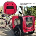 Bicycle Trailer For Pets Outdoor Foldable Red Color Dog Trailer With Reflectors And Safty Flag Red Oxford Fabric Steel