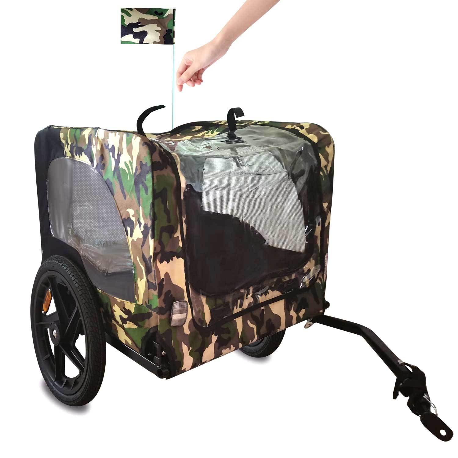 Camouflage Foldable Bicycle Trailer Bike Trailer For Camping Pet Dog Cat Luggage Carry Anthracite Oxford Fabric Steel