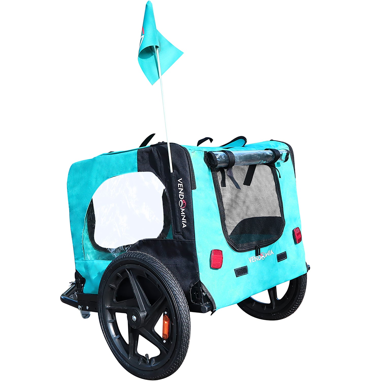 Light Green Foldable Pet Jogging Stroller Dog Carriers Bicycle Trailer Pet Dog Cat Bike Trailer Light Blue Oxford Fabric Metal